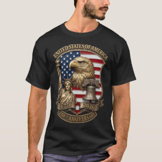 アメリカ独立250周年記念イーグル愛国 1776-2026 Tシャツ