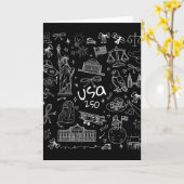 アメリカ独立250周年記念ドゥードル 250th Anniversary カード (黄色い花)