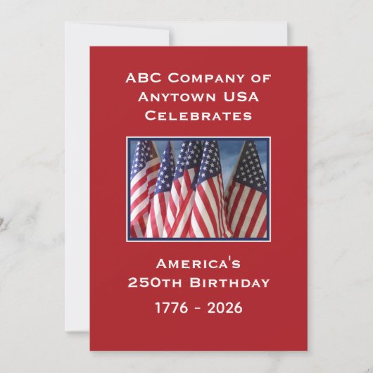 アメリカ独立250周年記念パトリオティックアメリカ国旗BBQ 招待状 (正面)