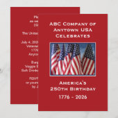 アメリカ独立250周年記念パトリオティックアメリカ国旗BBQ 招待状 (正面/裏面)