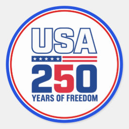 アメリカ独立250周年記念パトリオティックフラグデザイン ラウンドシール
