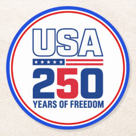 アメリカ独立250周年記念パトリオティックフラグデザイン ラウンドペーパーコースター