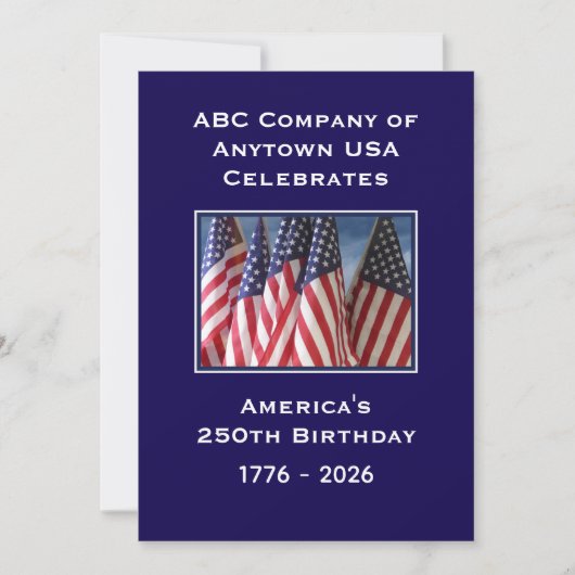 アメリカ独立250周年記念パーティー アメリカ国旗 BBQ 招待状 (正面)