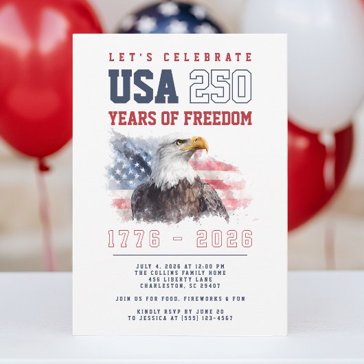 アメリカ独立250周年記念パーティー 7月4日 招待状