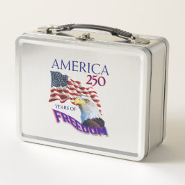 アメリカ独立250周年記念フラグとハクトウワシ メタルランチボックス
