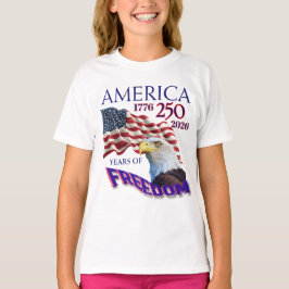 アメリカ独立250周年記念フリーダムフラグとハクトウワシ Tシャツ