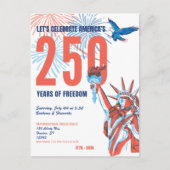 アメリカ独立250周年記念リトロスタイル自由の女神の招待状 ポストカード (正面)