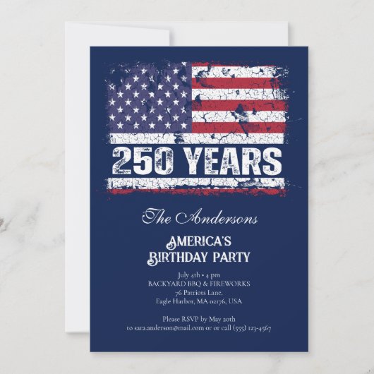 アメリカ独立250周年記念レトロフラグ 招待状 (正面)