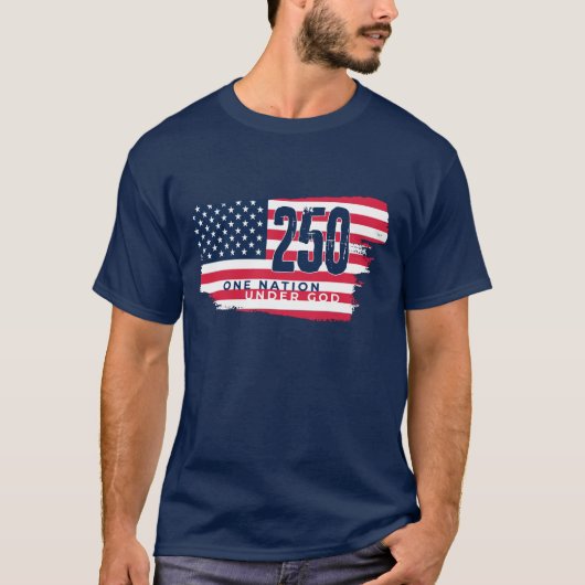 アメリカ独立250周年記念レトロフラグ Tシャツ (正面)