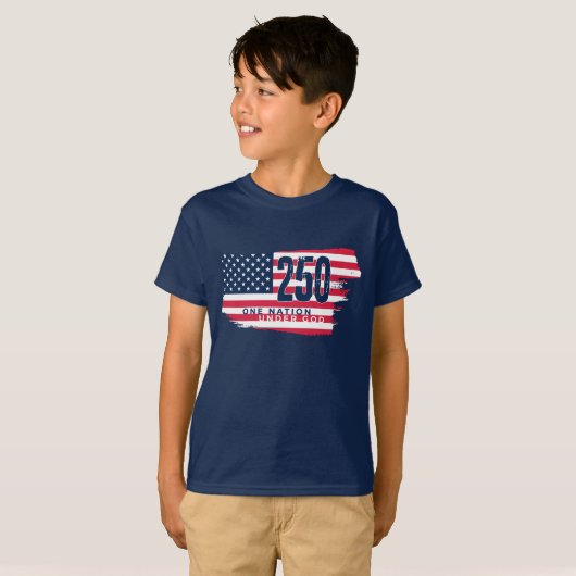 アメリカ独立250周年記念レトロフラグ Tシャツ (正面フル)