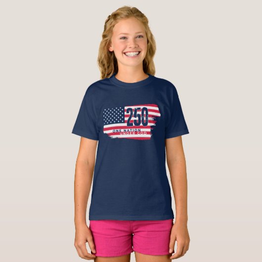 アメリカ独立250周年記念レトロフラグ Tシャツ (正面フル)