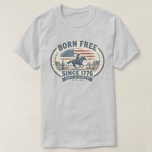 アメリカ独立250周年記念ヴィンテージカウボーイ Tシャツ (デザイン正面)