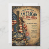 アメリカ独立250周年記念ヴィンテージ7月4日 招待状 (正面)