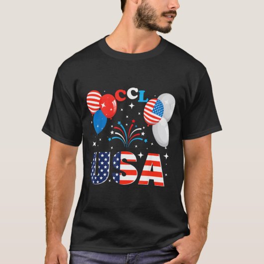 アメリカ独立250周年記念国旗花火 Tシャツ (正面)
