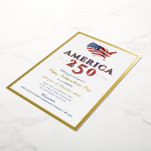 アメリカ独立250周年記念愛国ハートブルー 箔シーズンカード (回転した状態)