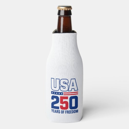 アメリカ独立250周年記念愛国的なデザインの旗 ボトルクーラー (ボトル正面)