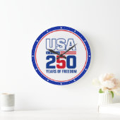 アメリカ独立250周年記念愛国的なフラグデザイン ラージ壁時計 (ホーム)