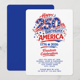 アメリカ独立250周年記念日7月4日のパーティー 招待状