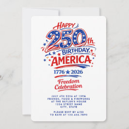 アメリカ独立250周年記念日7月4日のパーティー 招待状