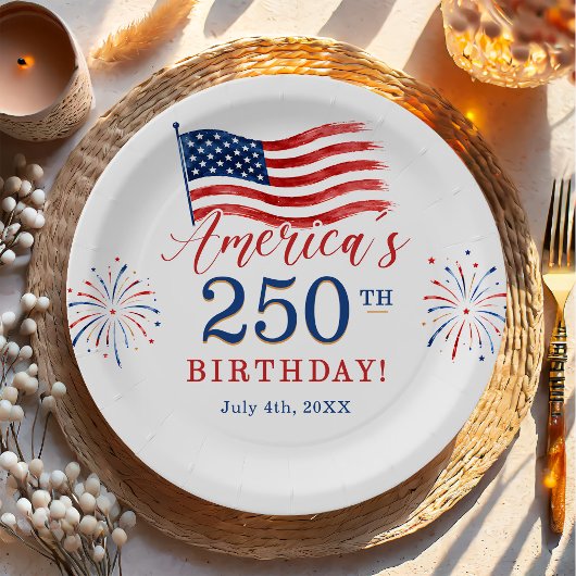 アメリカ独立250周年記念日7月4日パーティー ペーパープレート