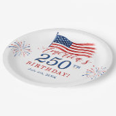 アメリカ独立250周年記念日7月4日パーティー ペーパープレート (アングル)