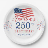 アメリカ独立250周年記念日7月4日パーティー ペーパープレート (正面)