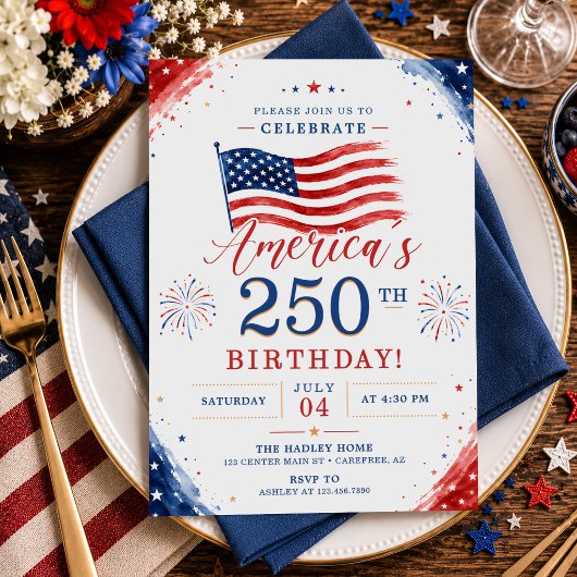 アメリカ独立250周年記念日7月4日パーティー 招待状