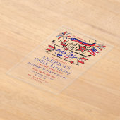 アメリカ独立250周年記念日・バーベキュー&花火 アクリル招待状 (レイダウン)