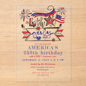 アメリカ独立250周年記念日・バーベキュー&花火 アクリル招待状 (正面)