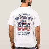 アメリカ独立250周年記念日 自由 Tシャツ (裏面)