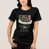 アメリカ独立250周年記念植物画愛国Tシャツ トライブレンドTシャツ (正面)