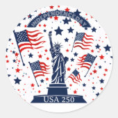 アメリカ独立250周年記念自由の女神像 ラウンドシール (正面)