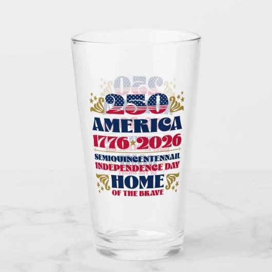 アメリカ独立250周年記念2026年 ガラスクープ タンブラーグラス (正面)