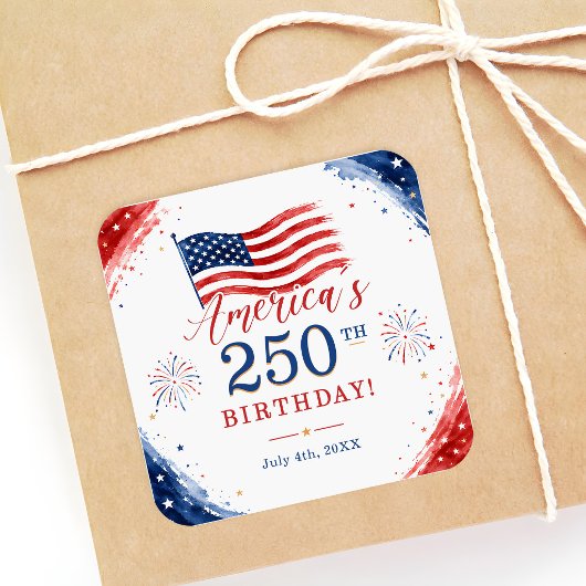 アメリカ独立250周年記念7月4日パーティー スクエアシール