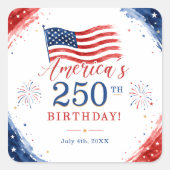 アメリカ独立250周年記念7月4日パーティー スクエアシール (正面)