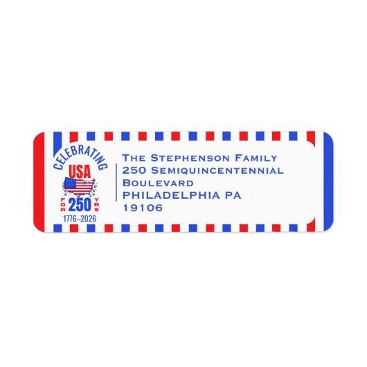 アメリカ独立250周年記念7月4日住所表記 ラベル (正面)