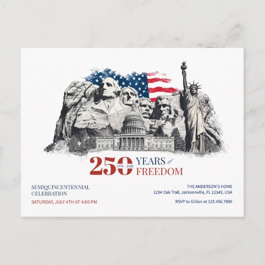 アメリカ独立250周年記念 アメリカのセミクワインセンテニアル ポストカード (正面)