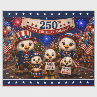 アメリカ独立250周年記念 アメリカンホーク アメリカ国旗 7月4日 パーティー ラッピングペーパー