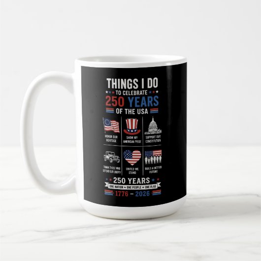アメリカ独立250周年記念 アメリカ合衆国統一の旗 コーヒーマグカップ (左)