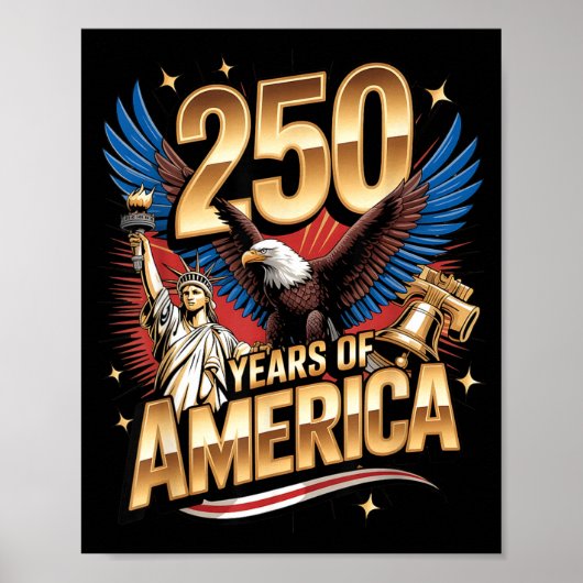 アメリカ独立250周年記念 アメリカ国旗 ポスター (正面)