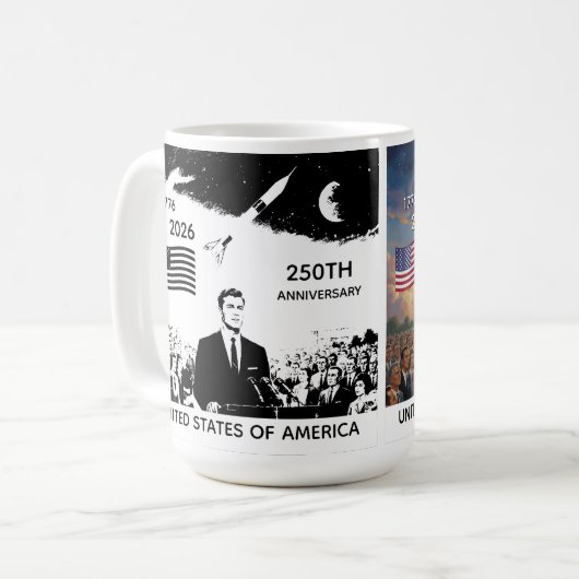 アメリカ独立250周年記念 アメリカ国旗 / 愛国 コーヒーマグカップ (正面左)