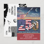 アメリカ独立250周年記念 アメリカ国旗 / 愛国 招待状 (正面/裏面)