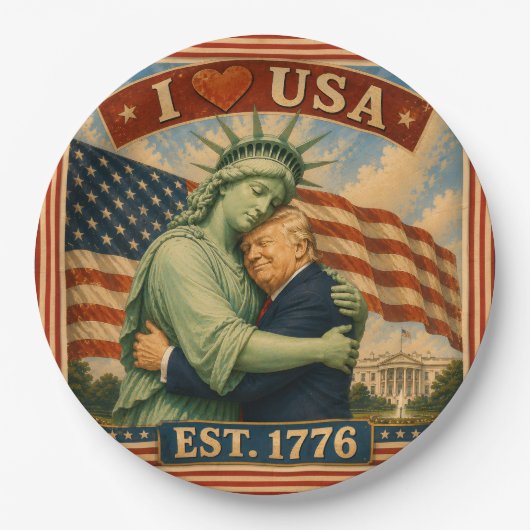 アメリカ独立250周年記念 アメリカ愛 USA ペーパープレート (正面)