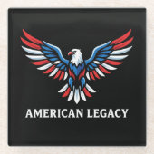 アメリカ独立250周年記念 アメリカ レガシー US イーグル ガラスコースター (正面)