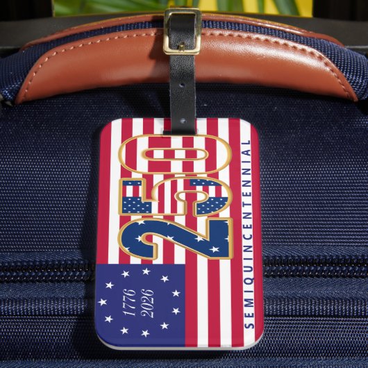 アメリカ独立250周年記念 アメリカ 1776 2026 アメリカ国旗 ラゲッジタグ (正面インサイチュ2)