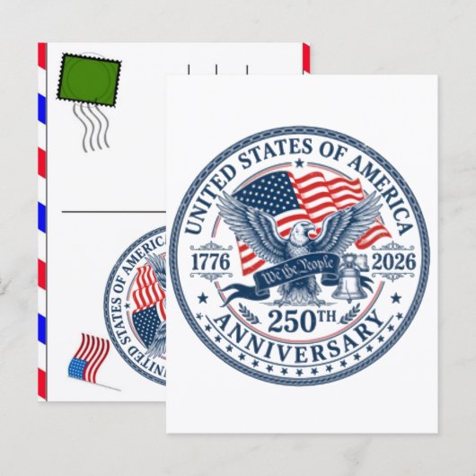 アメリカ独立250周年記念：アメリカ 1776–2026 シーズンポストカード (正面/裏面)