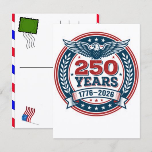 アメリカ独立250周年記念：アメリカ 1776–2026 シーズンポストカード (正面/裏面)