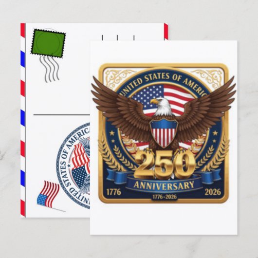アメリカ独立250周年記念：アメリカ 1776–2026 シーズンポストカード (正面/裏面)