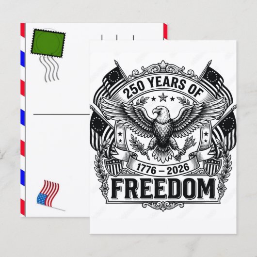 アメリカ独立250周年記念：アメリカ 1776–2026 シーズンポストカード (正面/裏面)