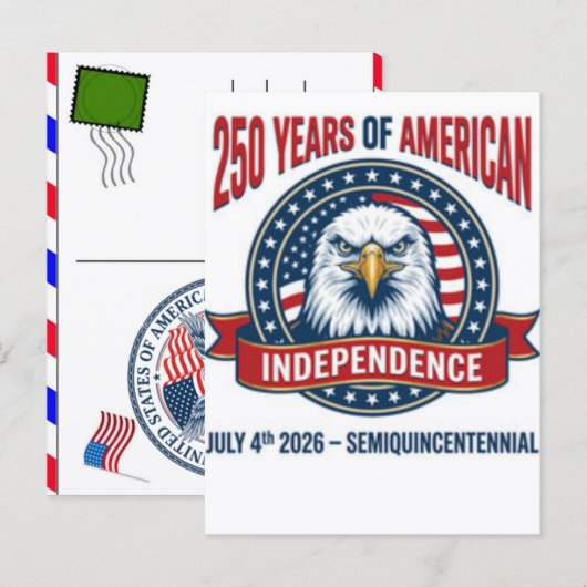 アメリカ独立250周年記念：アメリカ 1776–2026 シーズンポストカード (正面/裏面)